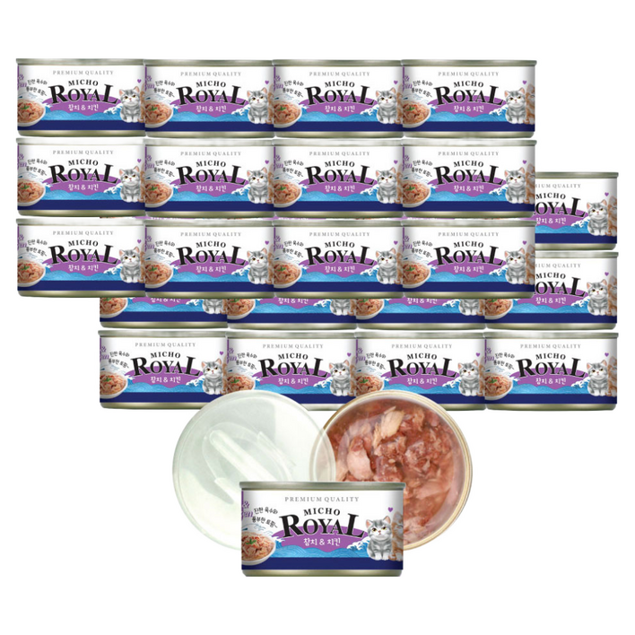 프리미엄 로얄 미쵸 캔 4종 170g x 24개입 고양이 캔 간식, 170g, 24개, 프리미엄 로얄 미쵸 참치치킨