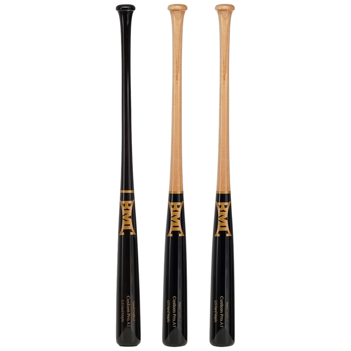 BMC 비엠씨 나무배트 커스텀 프로 시합용 공인배트 A1 시리즈  북미산 메이플, 1개, 내츄럴블랙