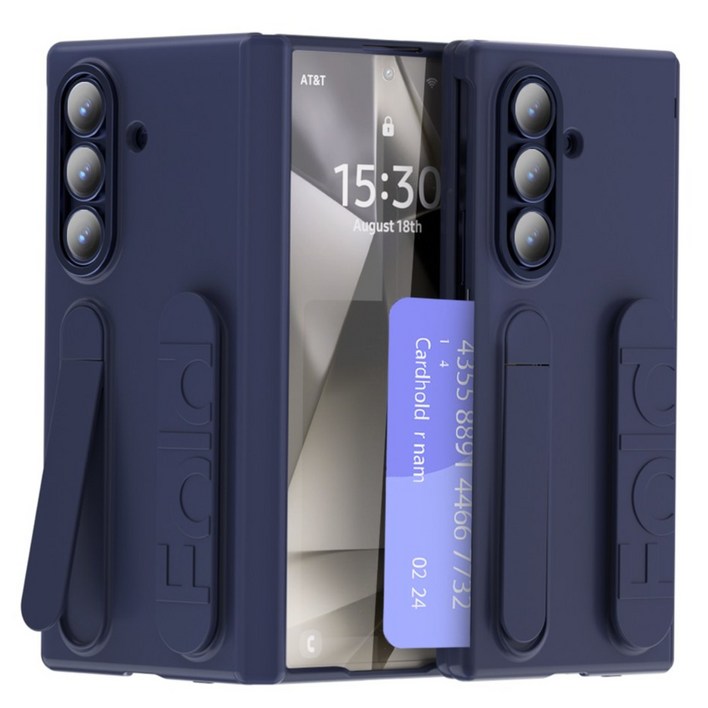 테크비 갤럭시 Z 폴드 오토 힌지 가드 그립 스탠드 카드 수납형 케이스 호환