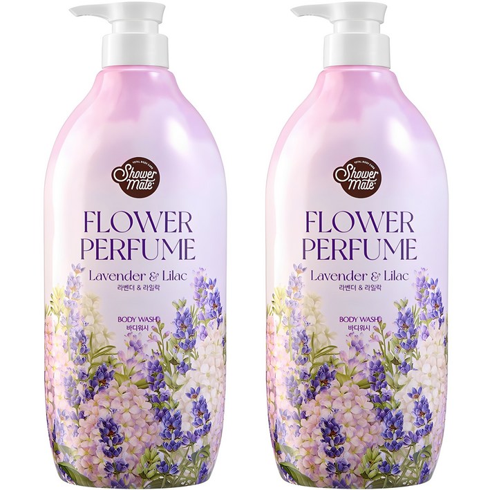 샤워메이트 퍼플플라워 퍼퓸 바디워시 라벤더라일락 향, 900ml, 2개