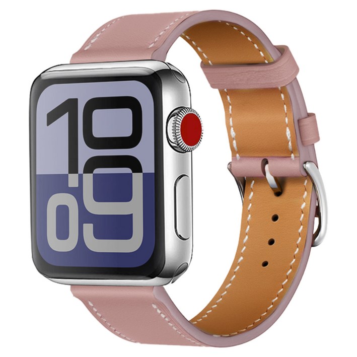 우먼스9999 애플워치 호환 싱글투어 가죽 스트랩 밴드, 퍼시픽핑크, 1개