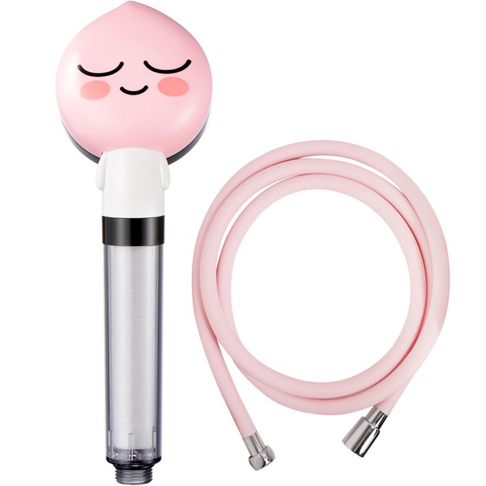 대림바스 카카오 어피치 필터 샤워기  샤워줄 복숭아 2m 세트, 1개, 핑크