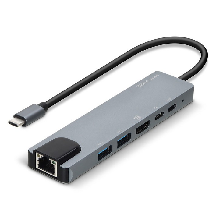 제카 UHC M610 6in1 4K 기가랜 PD C타입 멀티포트허브 UHCM610, 스페이스 그레이, 1개