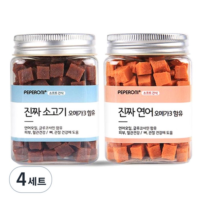 페페로니 강아지 오메가3 트릿, 소고기 + 연어, 180g, 4세트