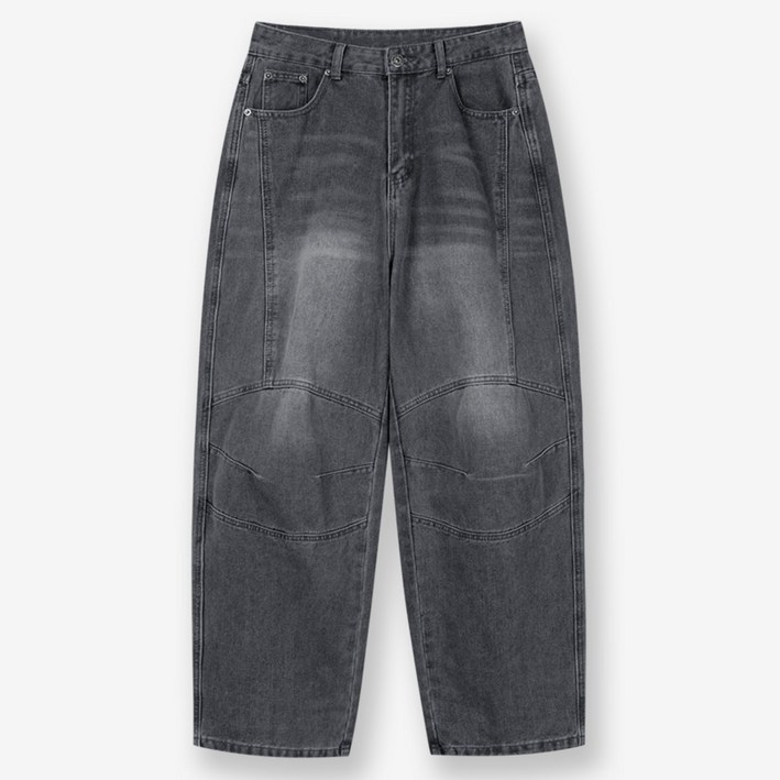 제이에이치스타일 남성용 바이커 절개 라인 와이드 워싱 데님 팬츠 INROK632