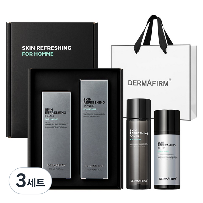 더마펌 스킨 리프레싱 포 옴므 스킨케어 2종 세트  쇼핑백, 3세트