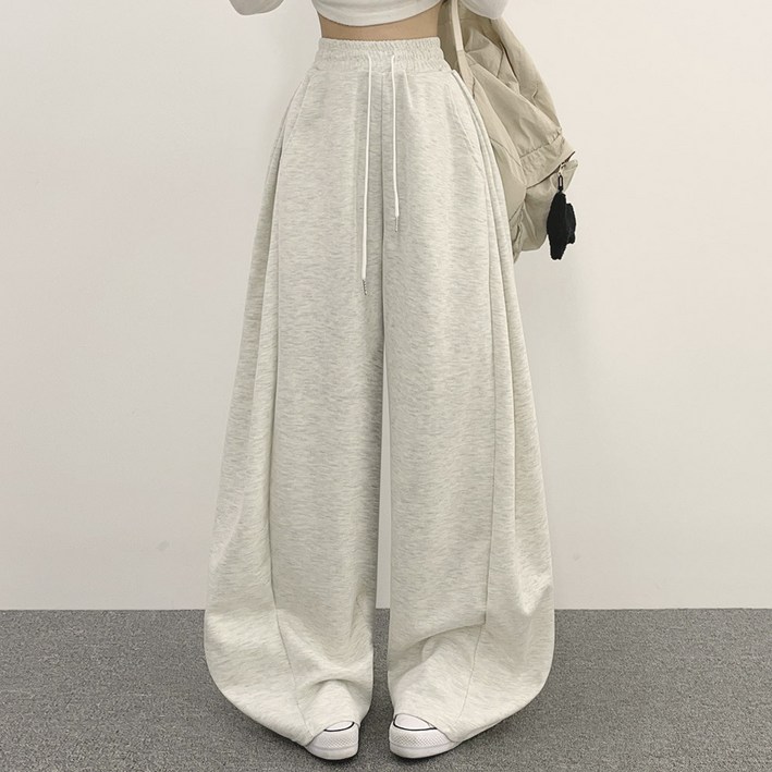 위드후이린 여성용 나나 옆핀턱 와이드 트레이닝 밴딩 팬츠 롱