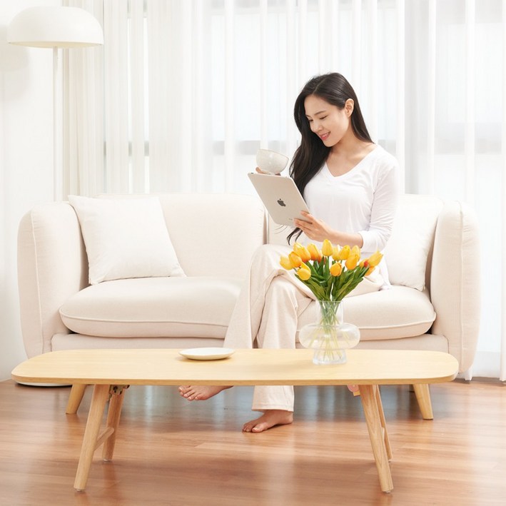 로커스 거실 테이블 소파 좌식 탁자 식탁 접이식 원목 테이블, 우드
