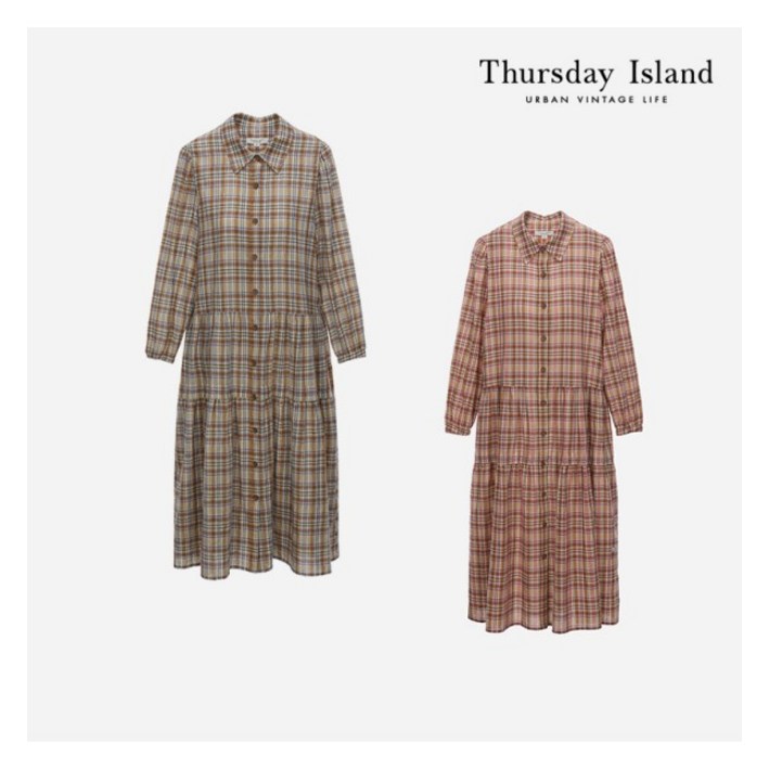 [정품매장] 써스데이아일랜드 캐주얼 데일리 원피스 [Thursday Island] 셔츠 카라 체크 원피스(T226MOP139W)