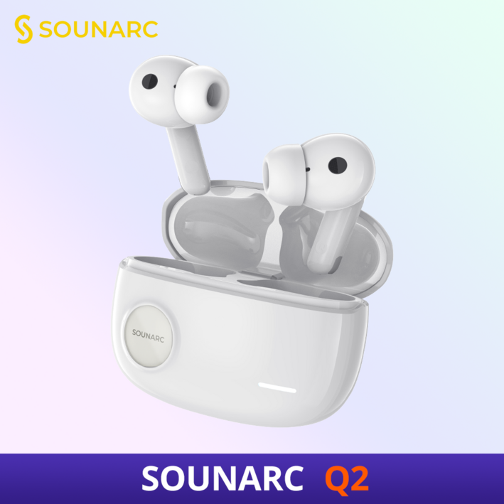 Sounarc Q2 TWS 노이즈 캔슬링 블루투스 이어폰, 흰색