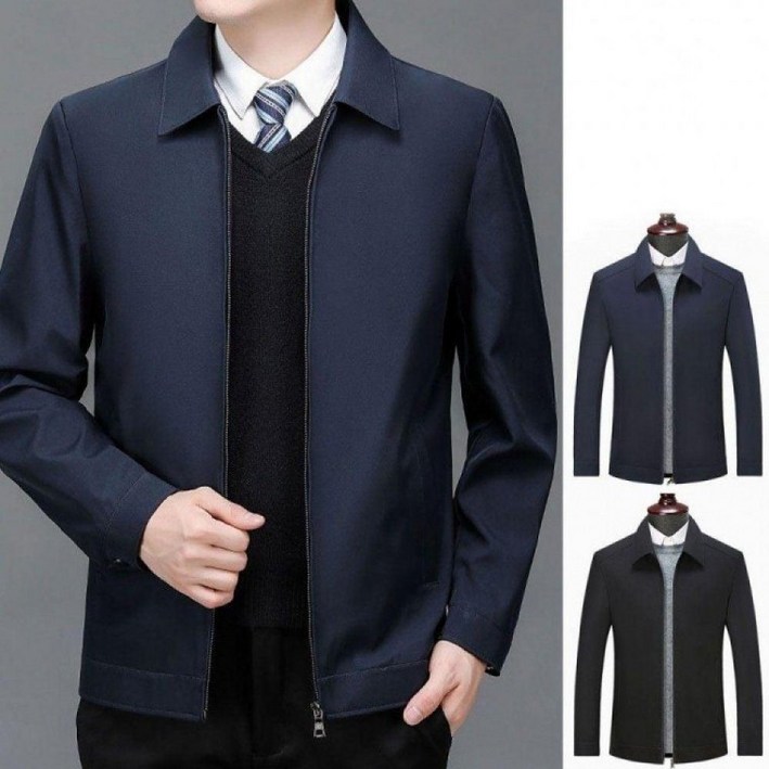 남성 겨울 카라 집업 정장 하프 코트 숏 재킷 자켓