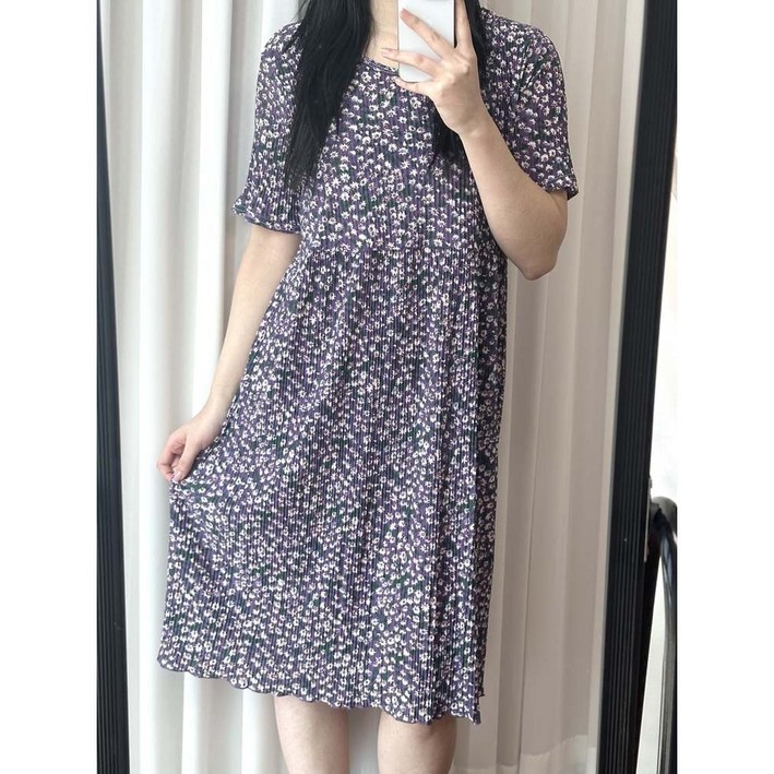 반팔원피스 플리츠원피스 주름 편한 원피스 홈웨어 데일리 실내복 성인원피스 프리원피스 빅사이즈