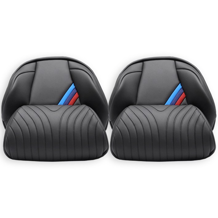 순정형 BMW 목쿠션 차량용 헤드레스트 자동차 목베개, 2개, 블랙