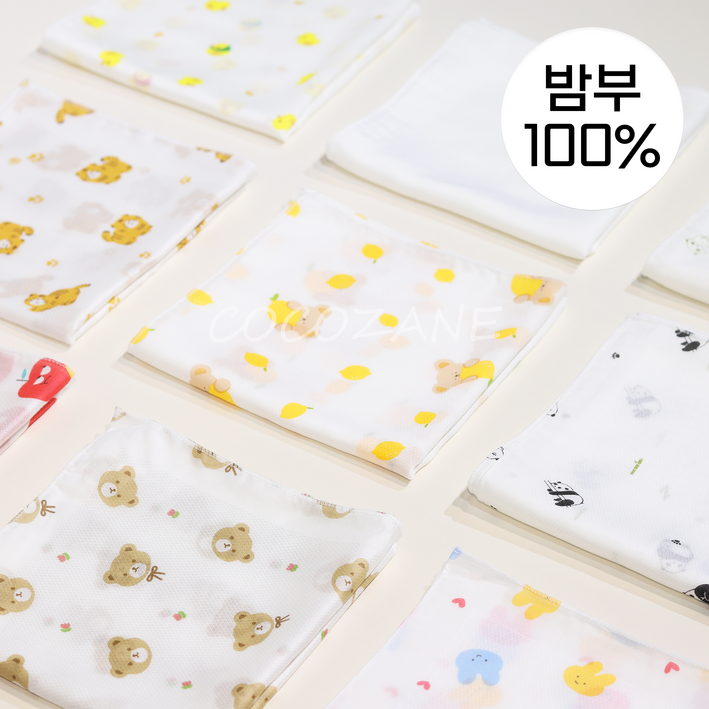 코코자네 밤부100% 아기손수건 10장세트 / 20장세트 (국내제조 무형광 출산준비손수건 밤부거즈손수건 뱀부가제손수건 정말보드라워서 한번쓰면 다른손수건못씁니다.), 팬더그린, 22개