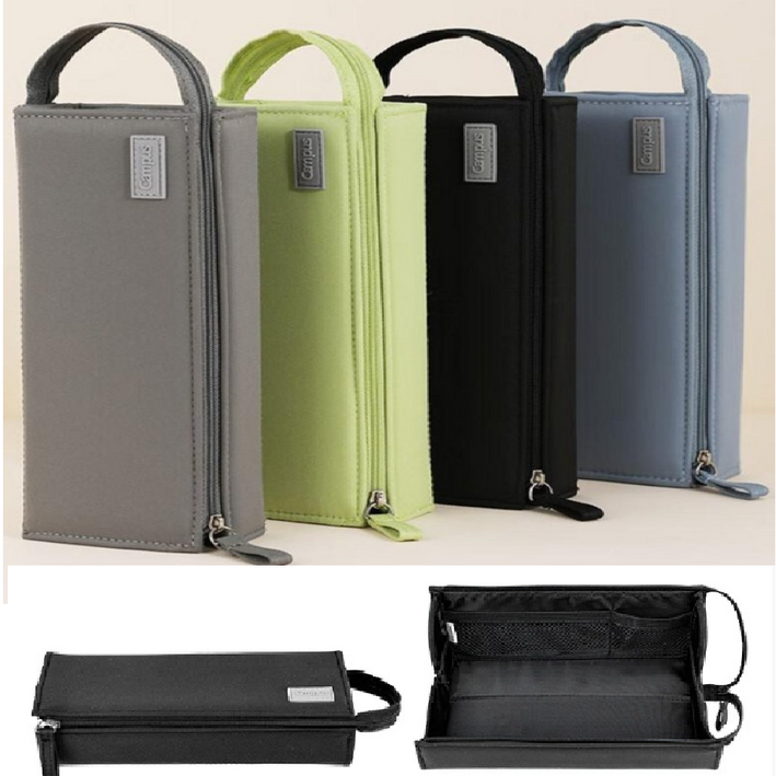 고쿠요 캠퍼스 대용량 펜케이스 학생용 사각 필통 트레이 박스형 수납, 1개, 블랙