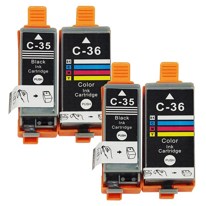 PGI35 CLI36 호환 카트리지 잉크 블랙 + 칼라 2세트 (총 4개), 블랙 + 칼라, 2세트