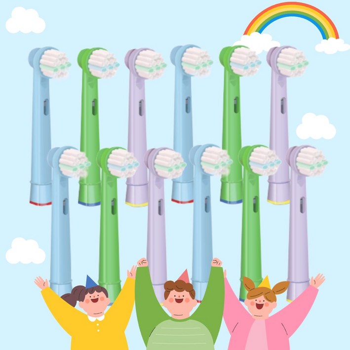 [12개] 개별포장 큐클래스 어린이 전동칫솔모 리필 호환모, 1개