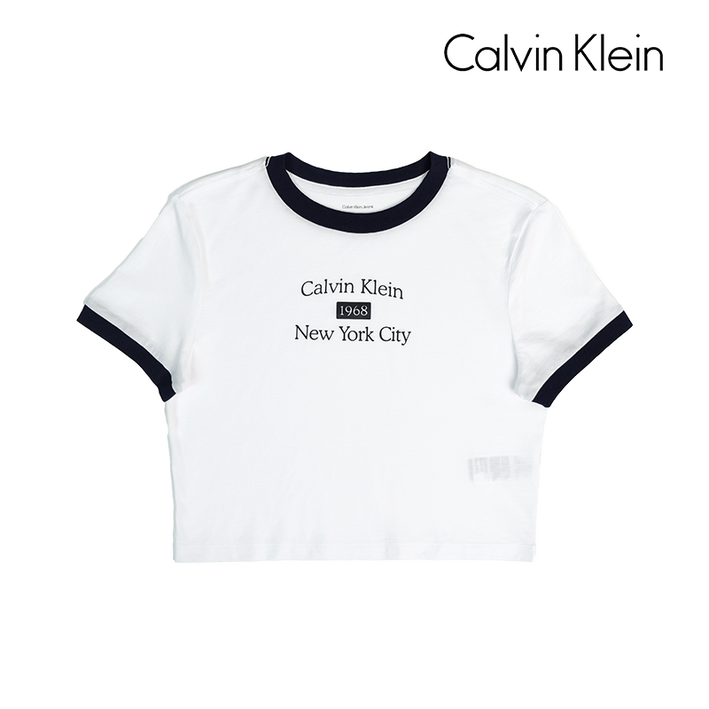 캘빈클라인 CK 여자 드레이피 저지 크롭 티셔츠