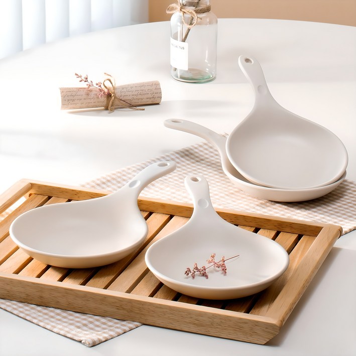 아띠홈 손잡이 앞접시 4p, 크림, 1세트