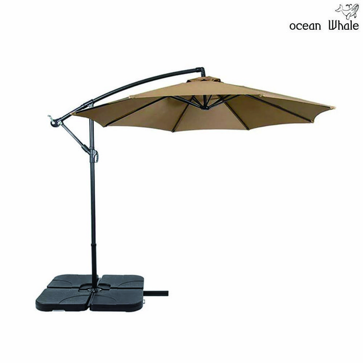 Ocean Whale 초대형 가든 원형 파라솔 + 4piece 물통 받침대 세트, 네이비+4piece 물통