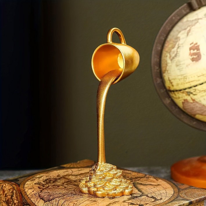 COVERONE 재물운 소원성취 황금 엽전 커피잔 인테리어 소품