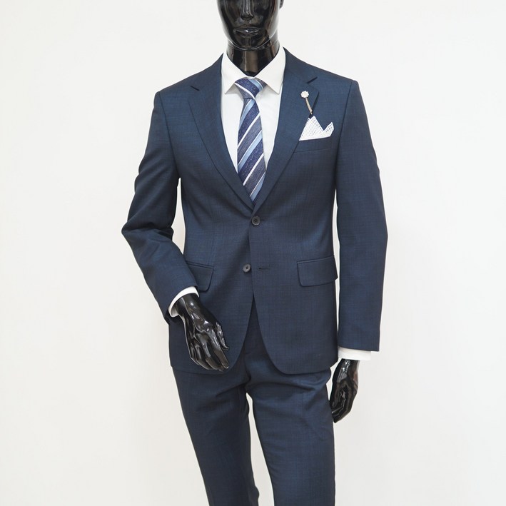 트루젠 남자 정장 봄 여름 양복 울 수트 남성 결혼 면접 출근 데님라이크 스판 정장세트 블루 E4350 [박스포장]