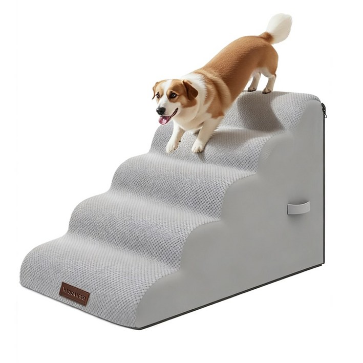 고밀도 스폰지 반려동물 논슬립 슬라이드 계단 곡선 계단 무릎 압력을 줄이다 개 계단, 5단, 1개