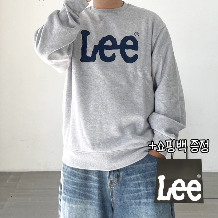 당일출고정품 LEE 리 빅 트위치 로고 맨투맨 그레이 쇼핑백