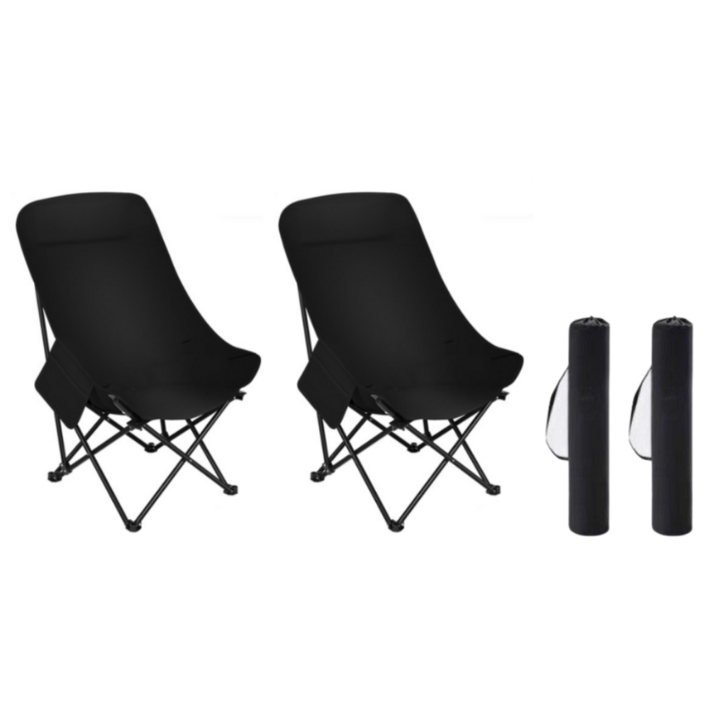 조이제이 접이식 경량 와이드 컴포트 낚시 파우치 세트 캠핑의자, 2개, 블랙