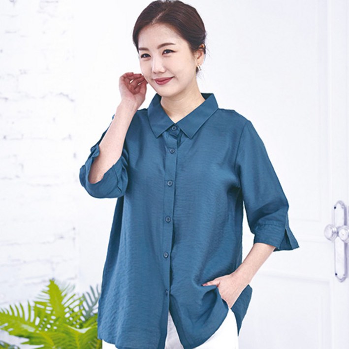 물론 여성 인견 단색 셔츠블라우스