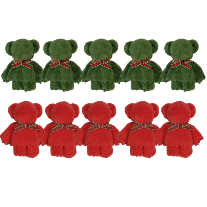 아크디 크리스마스 곰돌이 수건 답례품 세트, 10개, 혼합