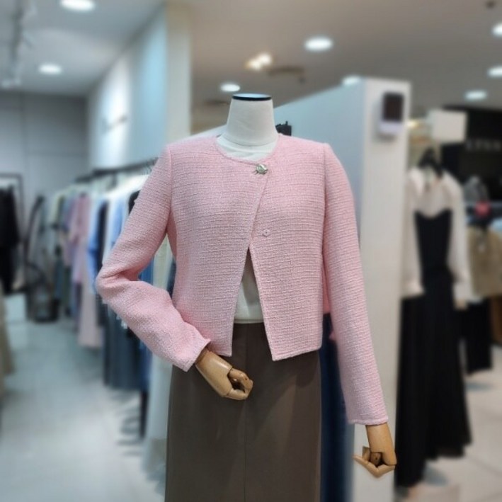 잇미샤 잇미샤  라운드넥 버튼 트위드 자켓(ITO9WJK310)_DG