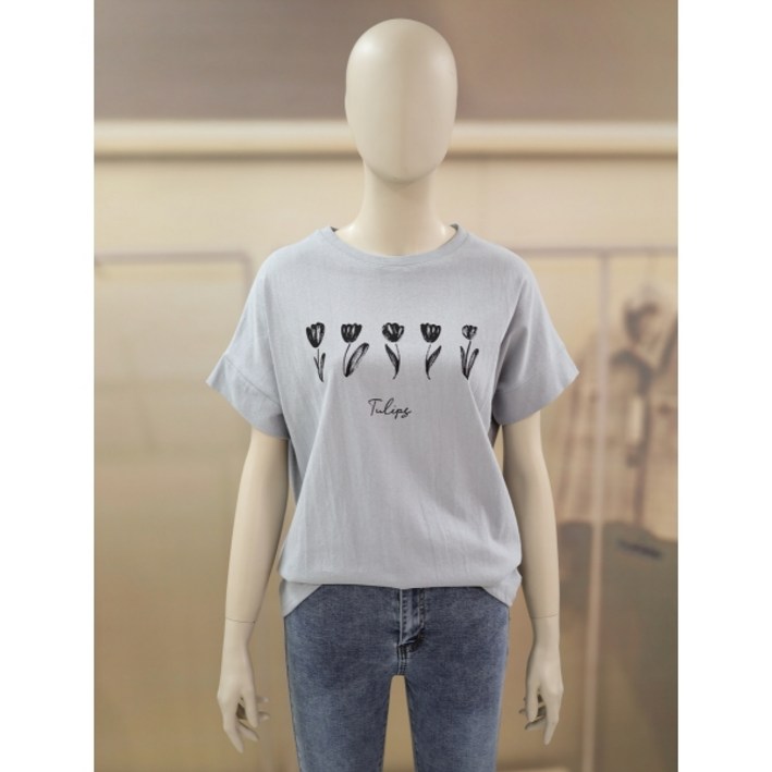 르샵  꽃프린팅 가오리핏 티셔츠 TN5TS712
