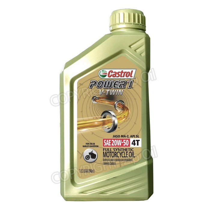 캐스트롤 파워원 V트윈 4T 20W50 946ml 100합성 오토바이엔진오일, 1개