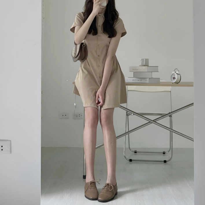 통품스토어 시원한 여성 빅사이즈치마 데일리 기본 셔츠 여름 원피스