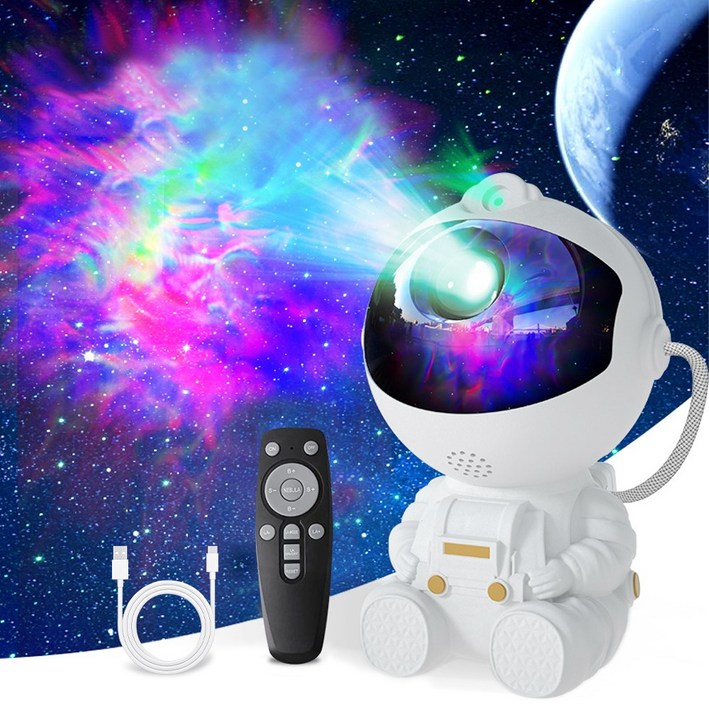 LareinaT 은하수 별 우주 무드등 미니 취침등 선물용, 화이트