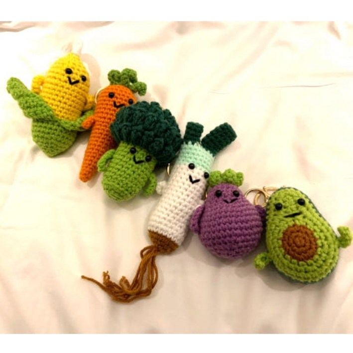 하코 손뜨개 핸드메이드 니트 가방꾸미기 차키 열쇠 야채 키링