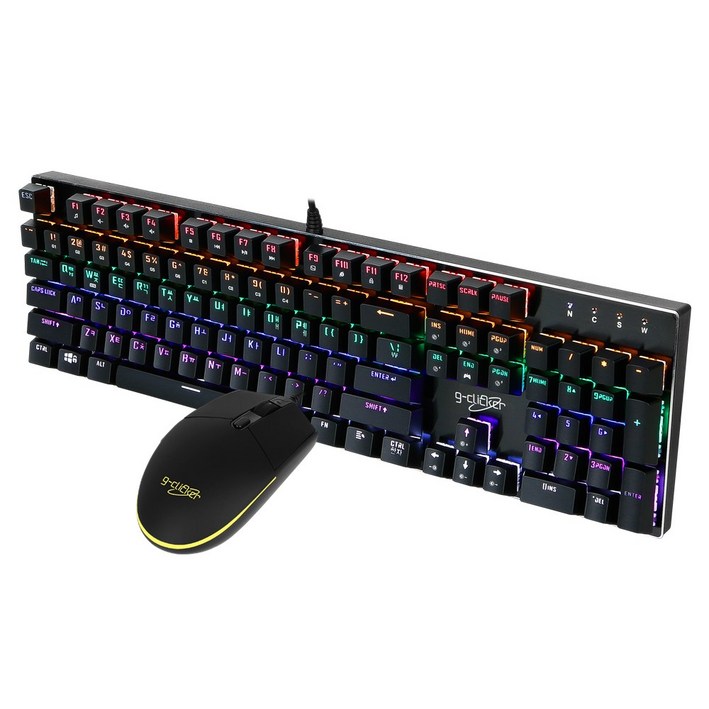 지클릭커 GMK-K510X Special 게이밍 LED 기계식 유선 키보드 & 마우스 세트, 기계식, 블랙 청축, GK-K510X Special