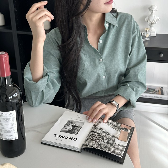 여자 봄 옥스포드셔츠 데일리셔츠 5종 긴팔남방 그레이 그린 회색 연두색 루즈핏 기본핏
