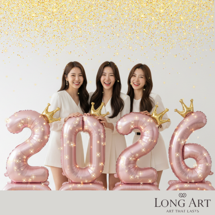 롱아트 2026 초대형 86cm 스탠딩 숫자 파티풍선 + LED 줄조명 4개 대박구성세트, 1세트, 로즈샴페인 핑크