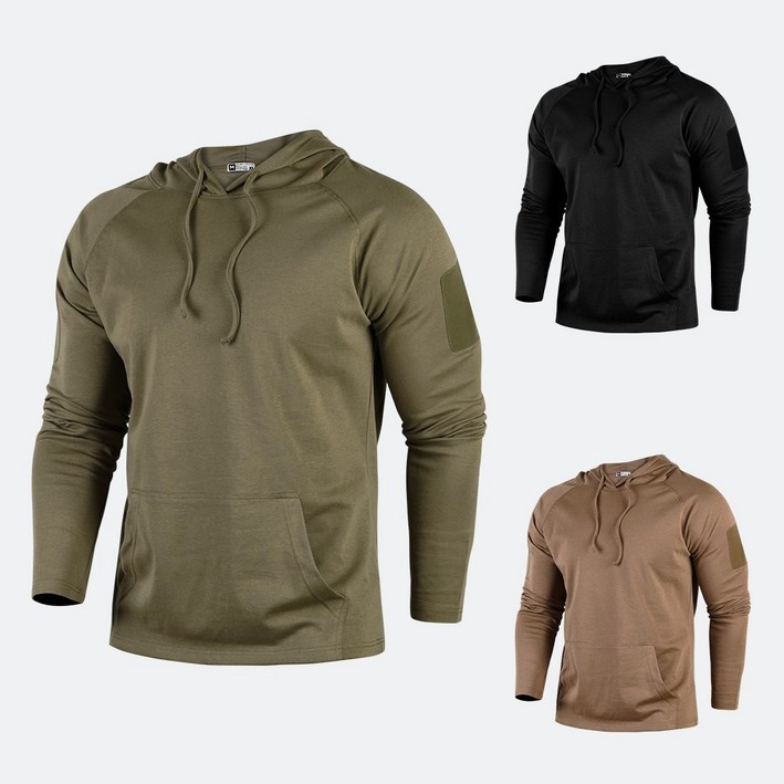 밀리브로 컴포트 풀오버 USA Fit 후드티 카키 간부 군인 군대 등산복 머슬핏 전술용 아웃도어 등산 운동 기능성