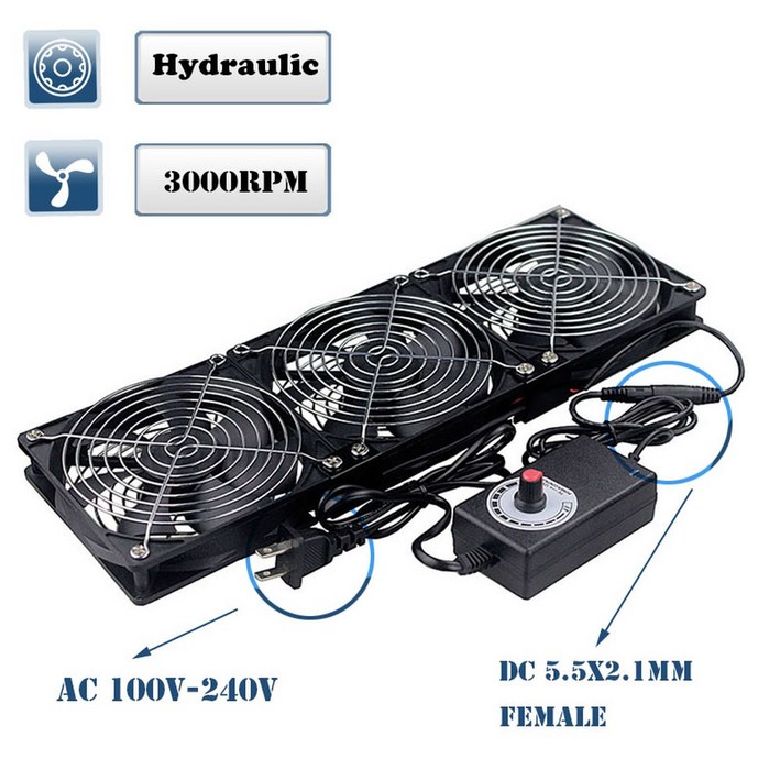 컨트롤러로 120mm 3000 냉각 12cm 12V 220V Btc 기계 섀시 워크스테이션 캐비닛 라디에이터 서버