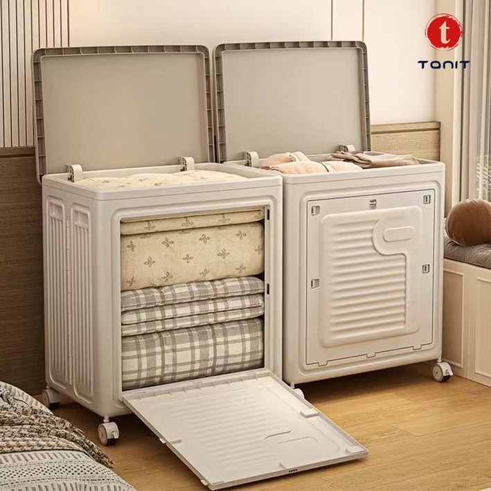 Tanit 특대형 폴딩 리빙박스 옷정리 수납함 130L, 1개, 화이트