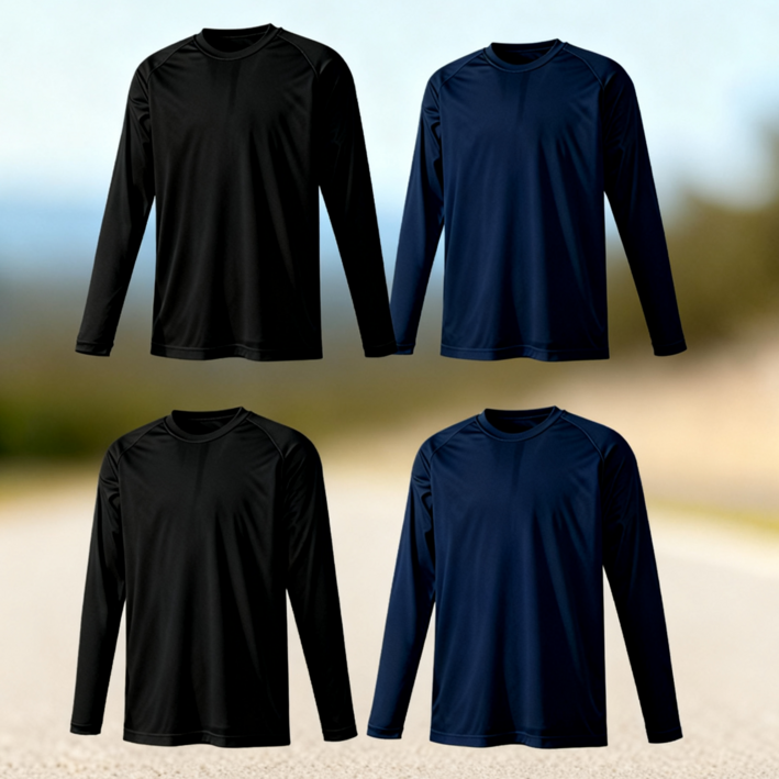 4장 세트 드라이 라운드 쿨티셔츠 남녀공용 기능성 긴팔티 냉감 긴팔 긴팔티