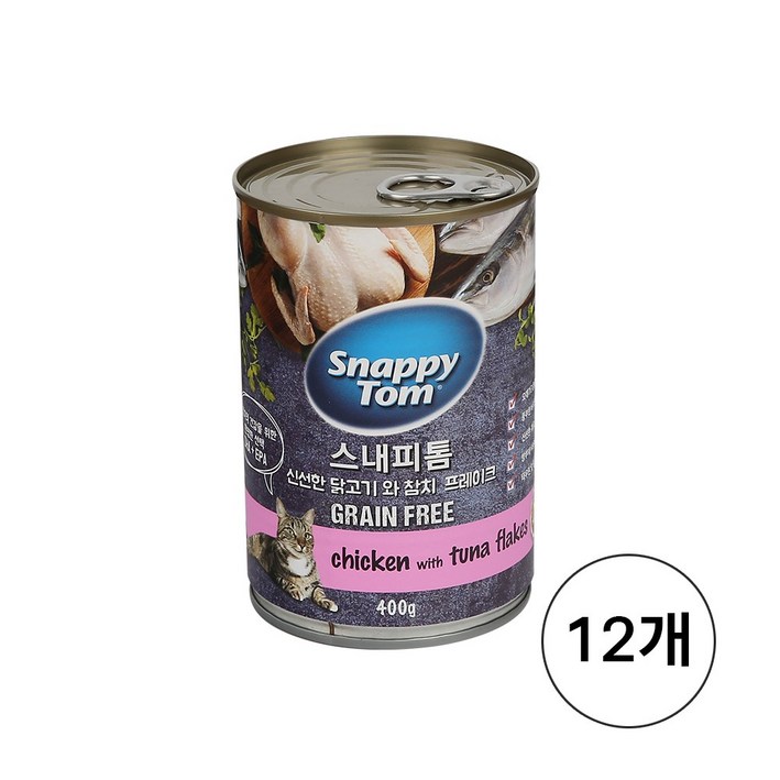 400g* 12개 스내피톰 캣 대용량 고양이 주식캔 습식사료 간식, 12개, 400g
