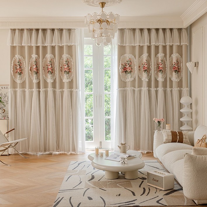 암막 이중 커튼 거실용 고밀도 원단 11 대형 창문 봉 미포함 방한 방풍