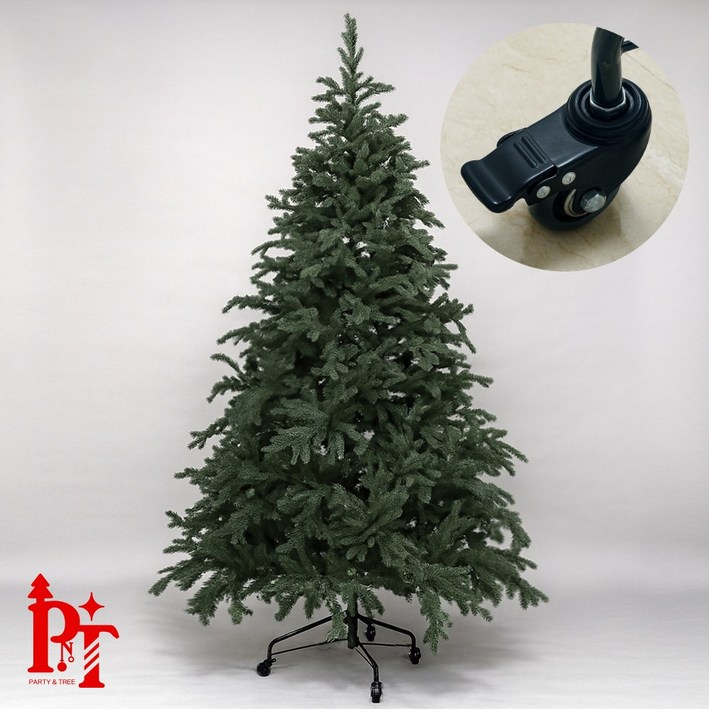 파티앤트리 고급 PE 100% 크리스마스 무장식 전나무 이동식 바퀴 트리 대형 카페 호텔 2.1M 2.4M 3.0M