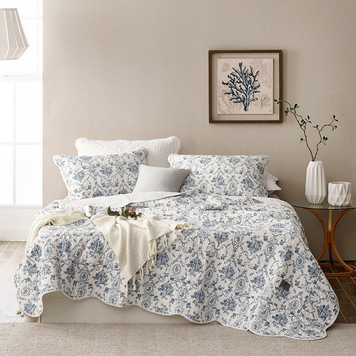 헬렌스타인(Hellenstein) [헬렌스타인] 아쿠아블루 코튼 스프레드 세트 Q 220X240