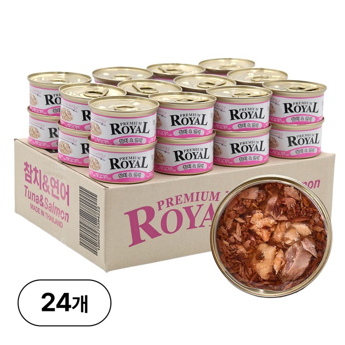 프리미엄 로얄 고양이 캔, 24개, 85g, 참치와 연어