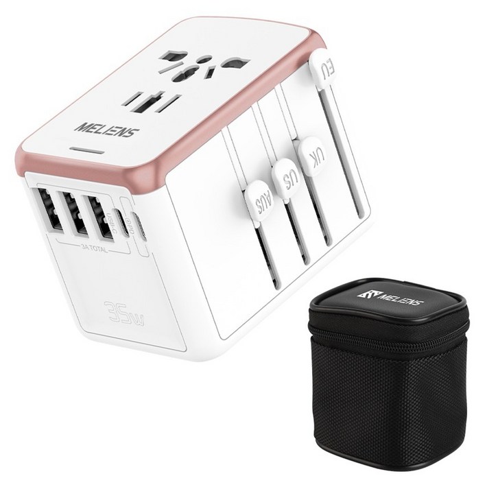 멜리언스 해외여행용 5포트 초고속충전 멀티 어댑터 화이트 PD35W MLOL1, 1개